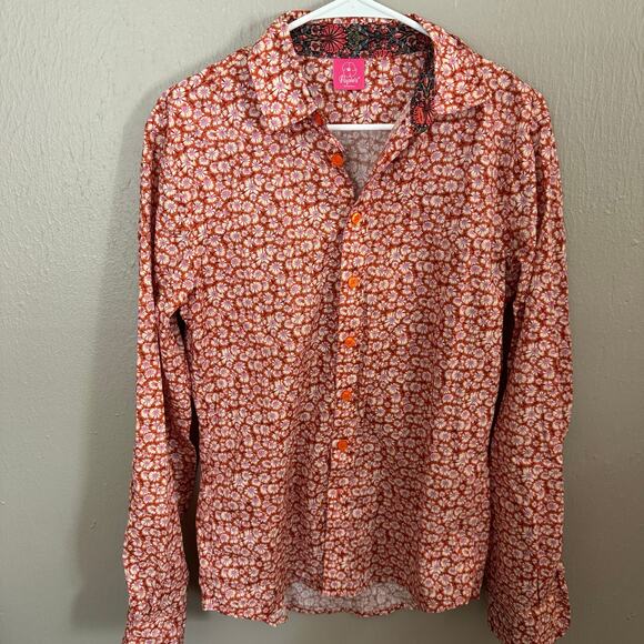NWT POPIES BOUTIQUE Set With Liberty Fabric Orange and Pink Size M/XL light - Picture 7 of 8
